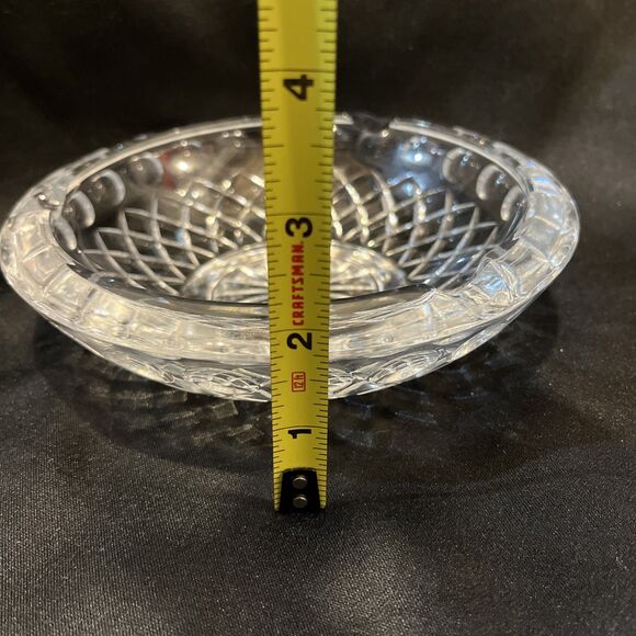 VTG MCM Gorgeous 1960s Heavy Lead Crystal Glass Cigarette Ashtray 7” Home Bar - Picture 9 of 9